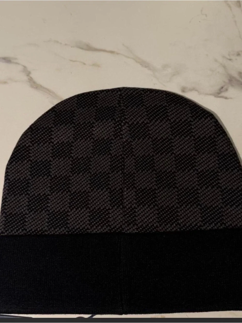Louis Vuitton Black and Gray Checkered Fold-Over Beanie